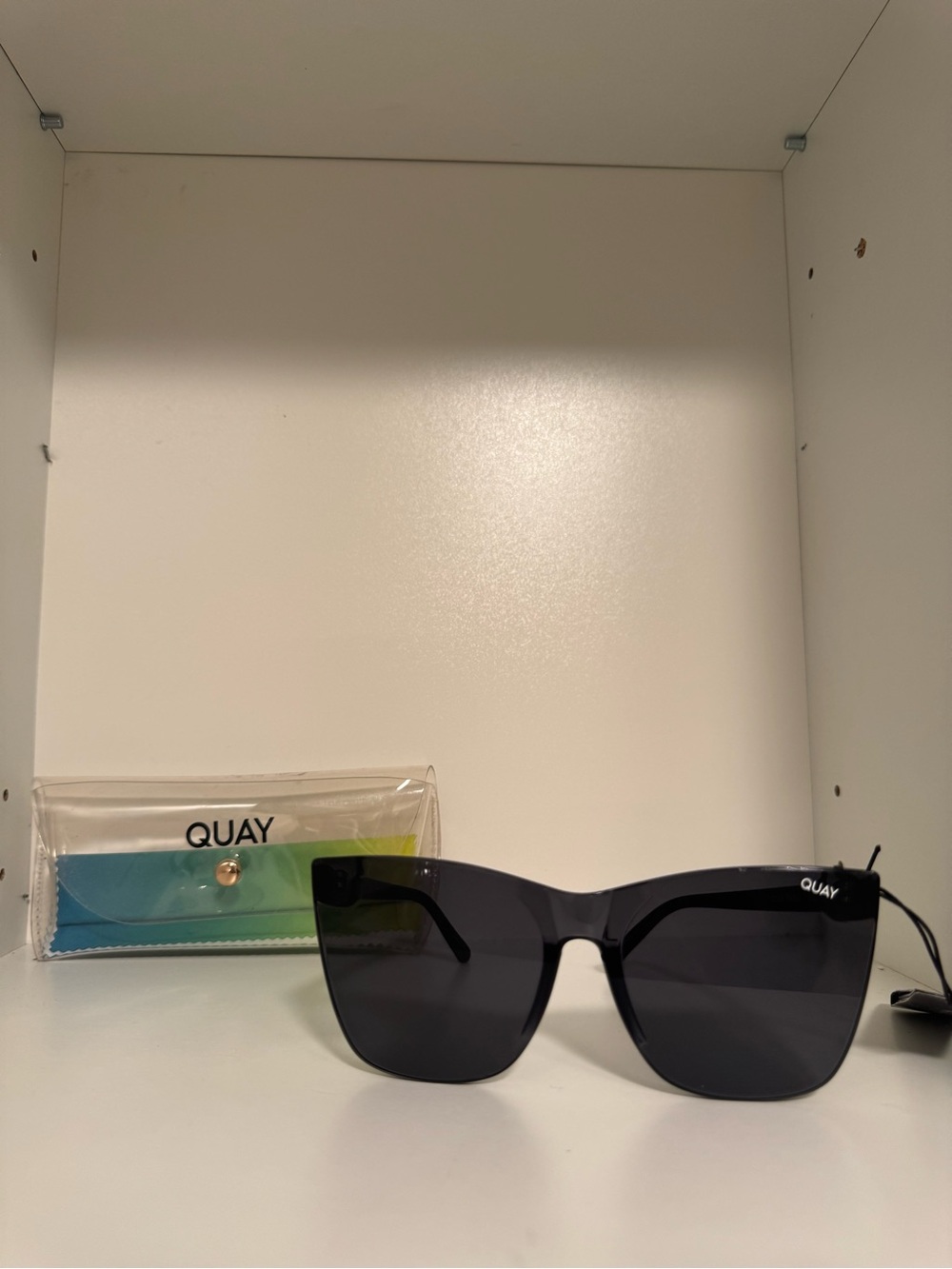 QUAY Come Thru Oversized Black Square Sunglasses - Black Lenses